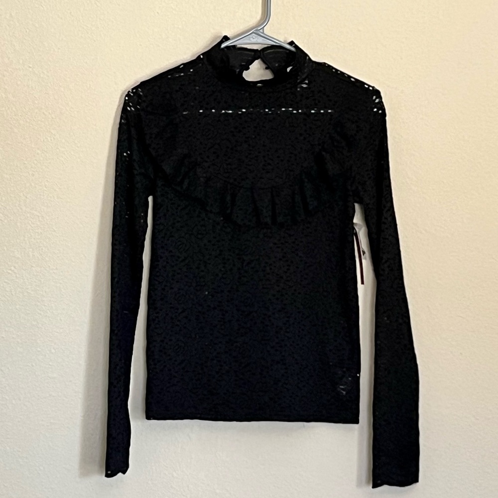 NWT Women's Arizona Jeans Co. Black Lace Blouse Top